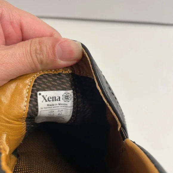 Xena Black Leather Steel-toe Shoes Size 10.5 - Picture 5 of 11